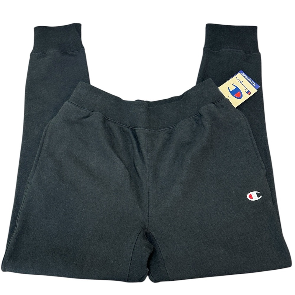 Champion Black Reverse‎ Weave Joggers Large GF01 Gusset Heavyweight Warm Comfy